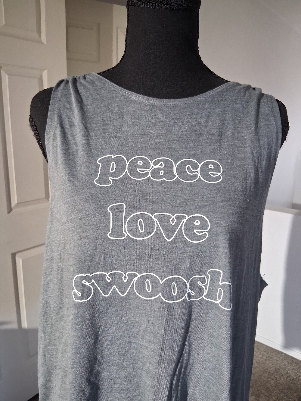 Nike Gray 'Peace Love Swoosh' Graphic Tank